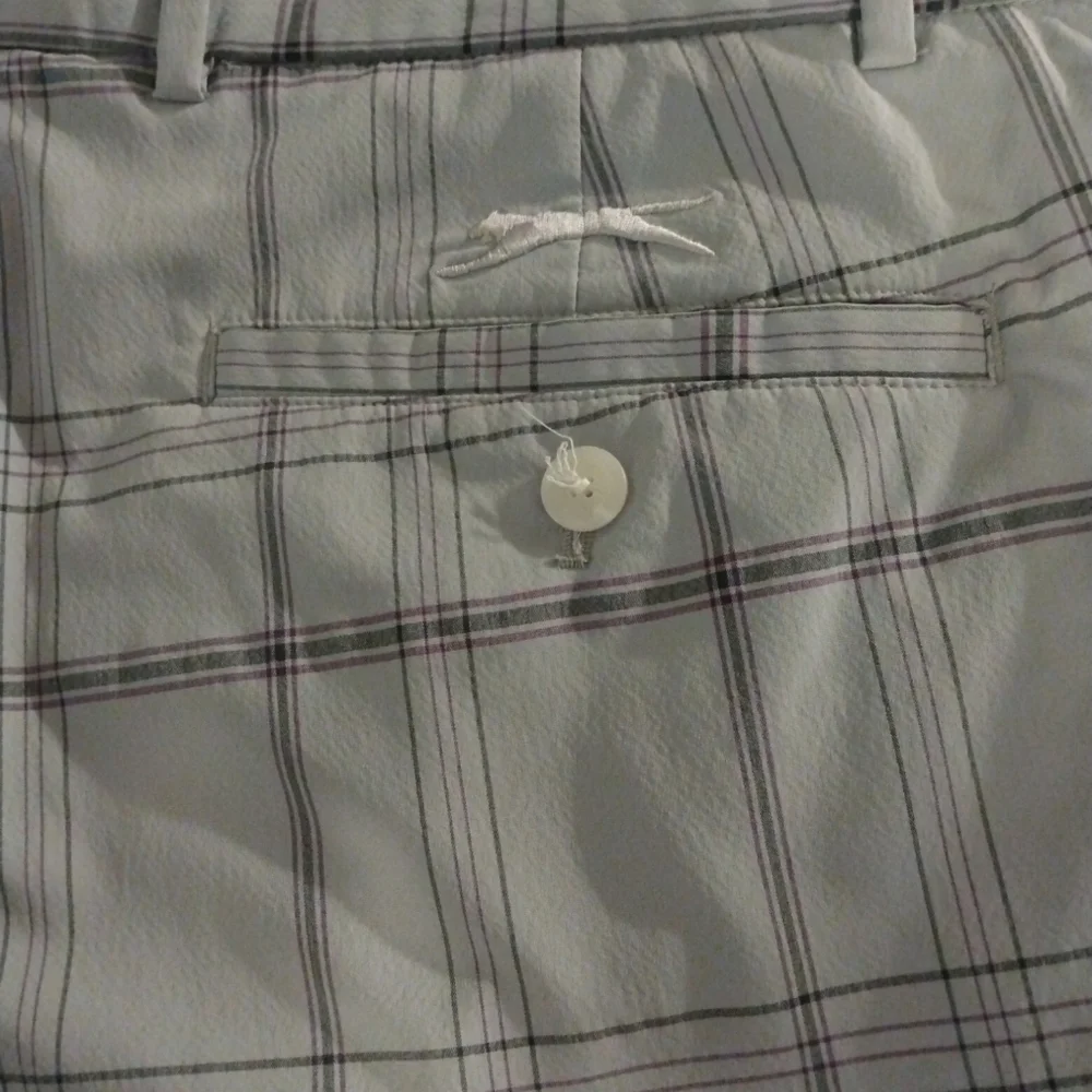 Men's Golf Shorts Slazenger Light Blue Plaid Breathable Athleisure Performance36 - Picture 3 of 6